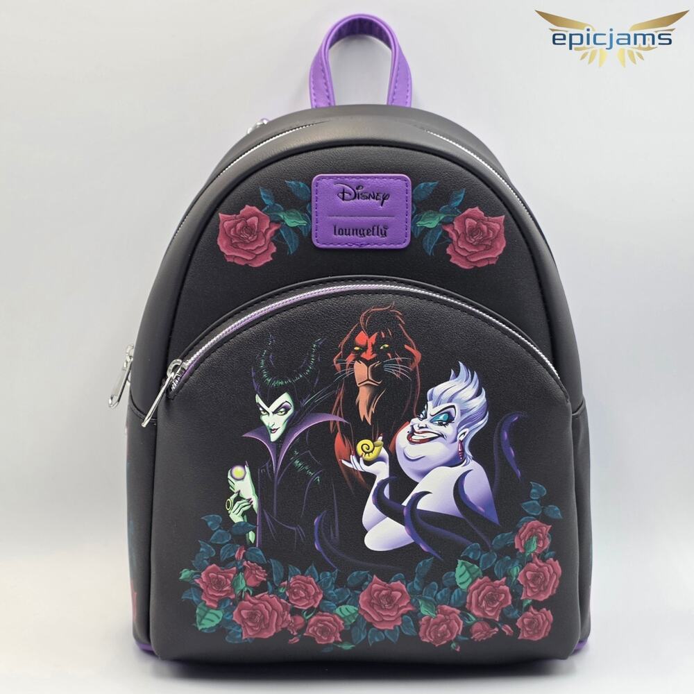 Loungefly Disney Villains Trio Roses Mini Backpack New